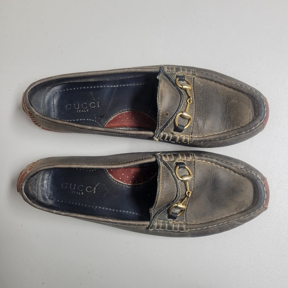 Gucci Classic Vintage Horsebit Leather Slip On Flat Driving Loafers Size 8.5M. main image 5